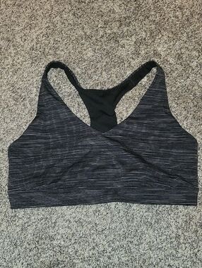 tek gear Black & White Striped Racerback Sports Bra